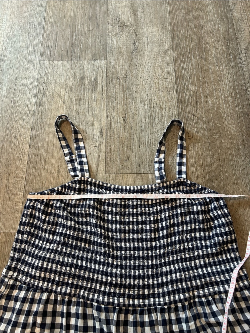 Lane Bryant Navy Blue + White Gingham Midi Dress with Ruffle Hem. Size: L/XL - Picture 9 of 11